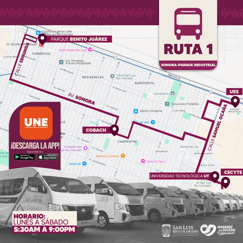 Rutas oficiales del Transporte Público